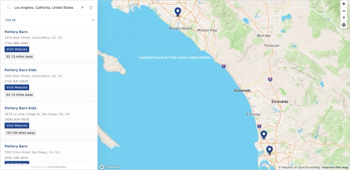 Lull store locator on lull.com, built with StoreRocket
