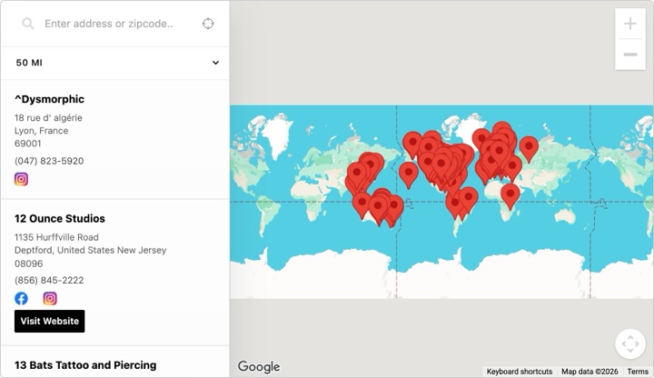 Neometal store locator on neometal.com, built with StoreRocket